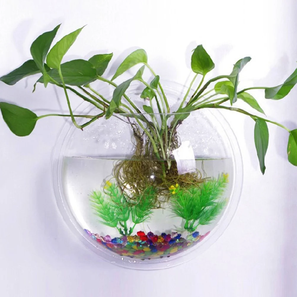

Wall Mounted Fish Bowl Clear Acrylic Round Fish Tank Flower Pot Vase Decoration Wall Hanging Mount Fish Bowl
