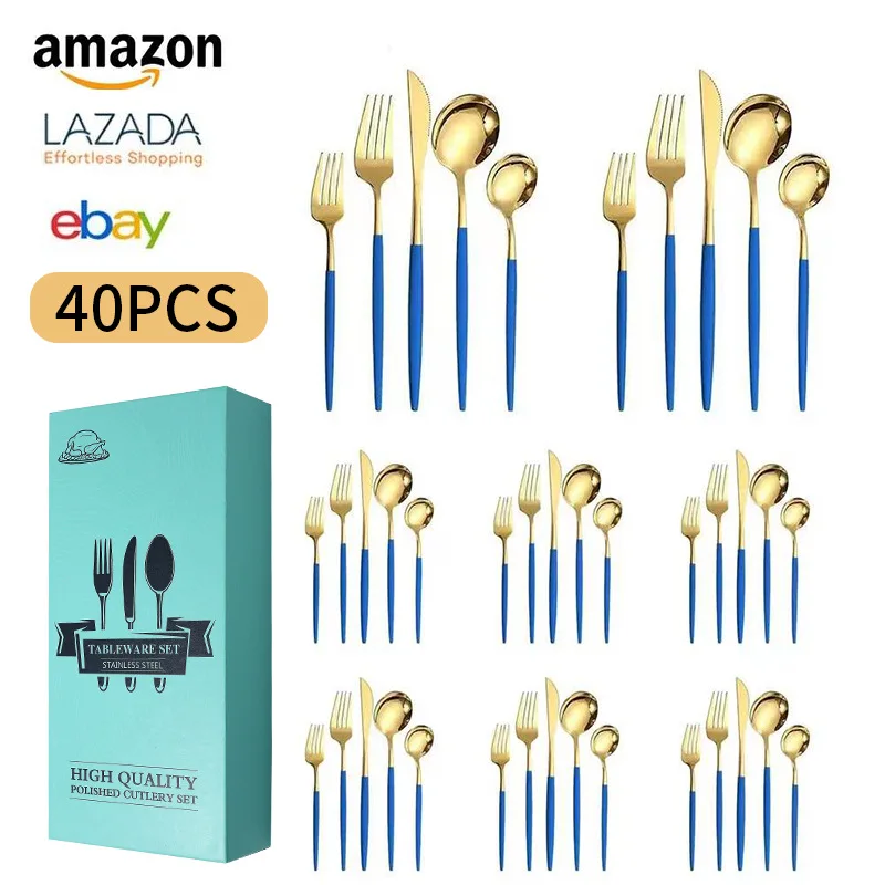 S Of 8 People Western Food Knives Fork Spoon Gift Box Set Di
