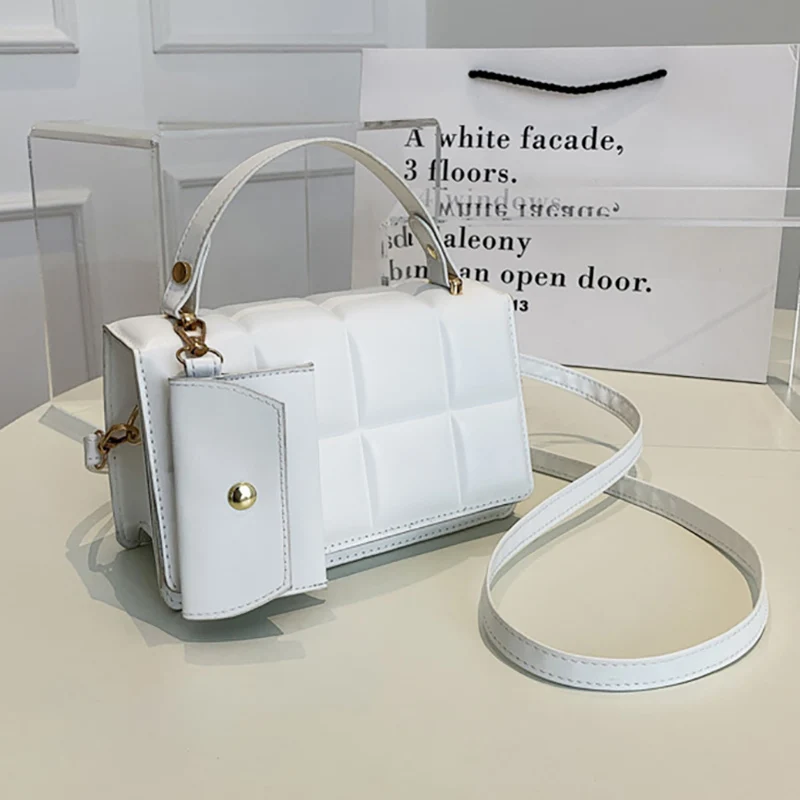 New Fashion Crossbody Shoulder Bags For Women Small Flap Messenger Bag Clutch Plaid Pu Leather Female Handbag With Purse