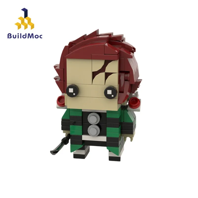 

BuildMoc Tanjiro Brickheadz мини блоки Мультяшные фигурки модель строительные блоки фигурки Куклы кубики MOC DIY игрушки для детей подарок