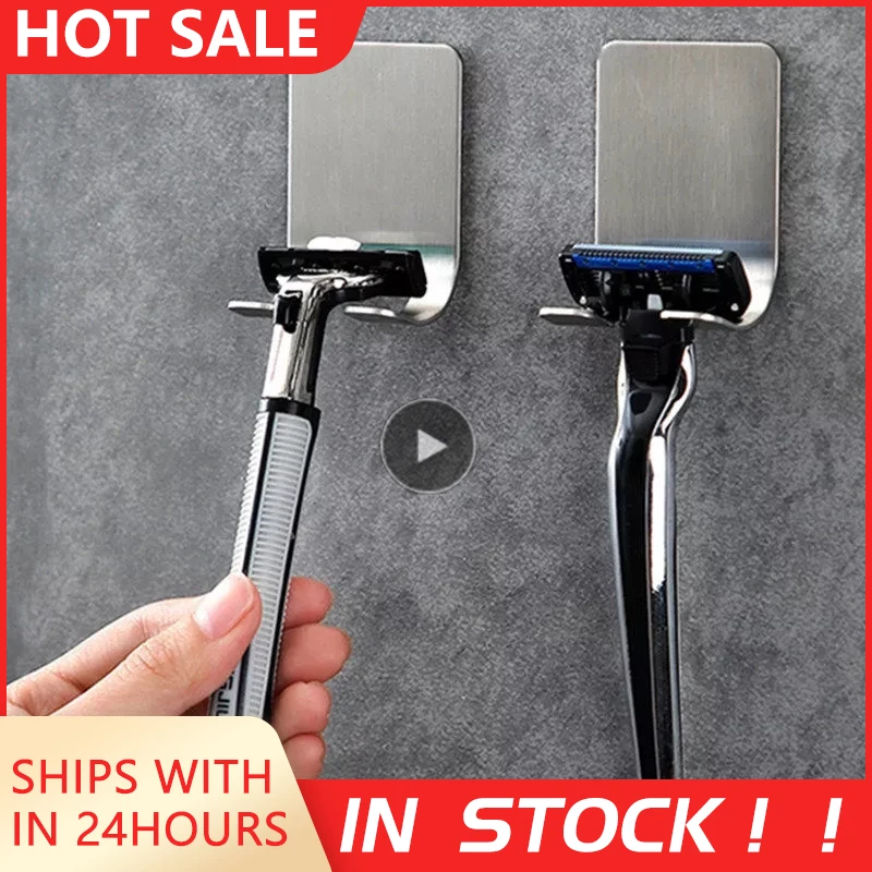 

Stainless Steel Razor Bracket For Men Shaver Holder Shelf Bathroom Razor Holder Wall Adhesive Storage Hook Kitchen Bathroom