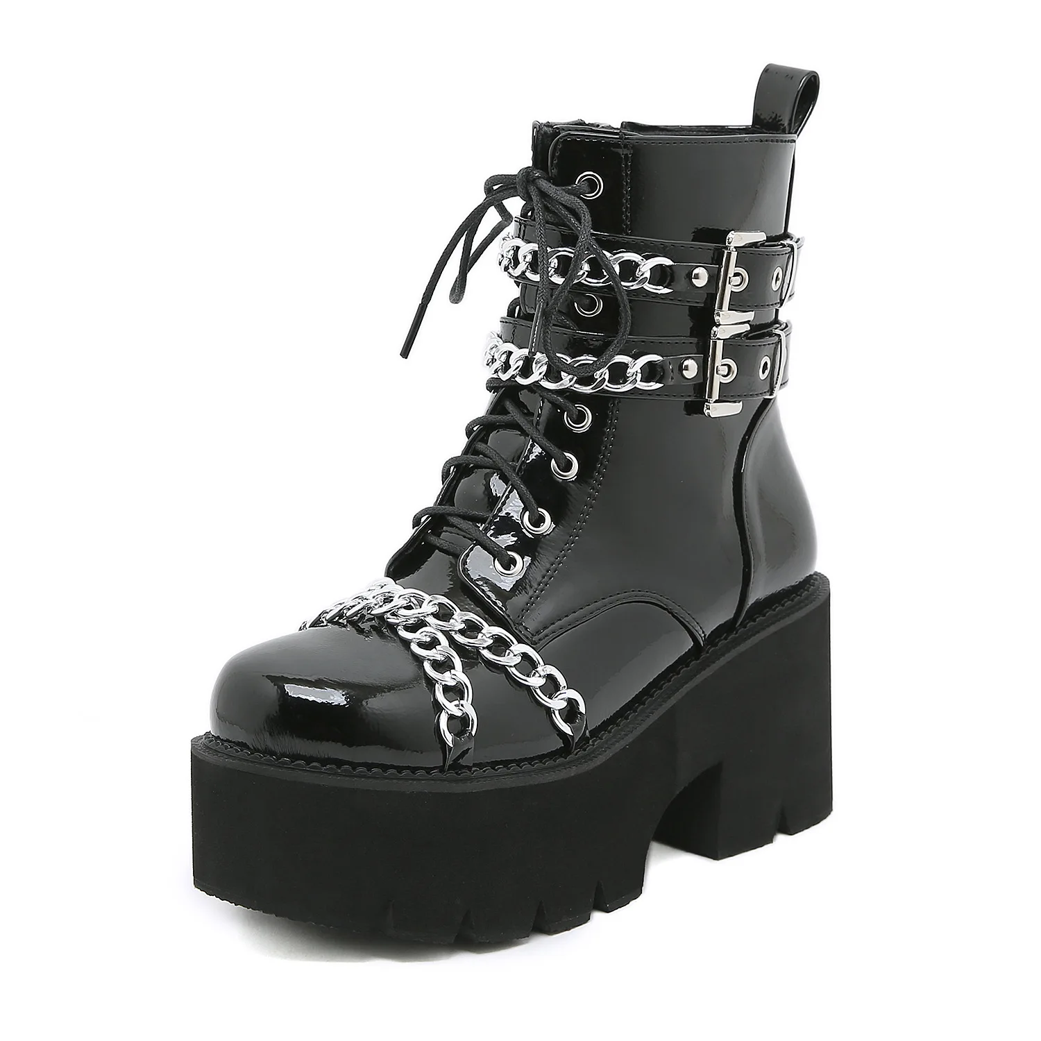 

2022 New Women Thick-Soled Leather Boots Punk Gothic Style Short Motorcycle Boots Casual Platform Shoes Women Ankle Boots Q1