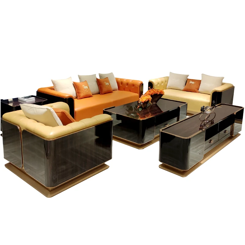 Итальянский роскошный кожаный диван для гостиной современная модель в