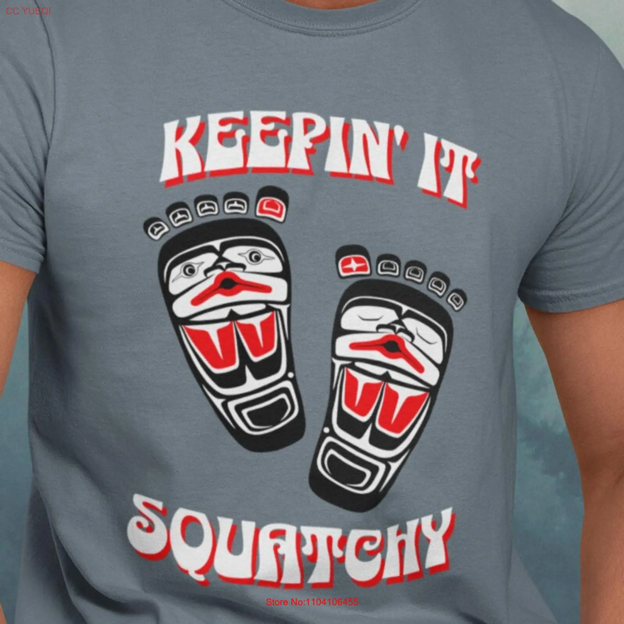 Плоская футболка SASQUATCH Bigfoot Keep It Squatchy PNW с длинным или коротким рукавом