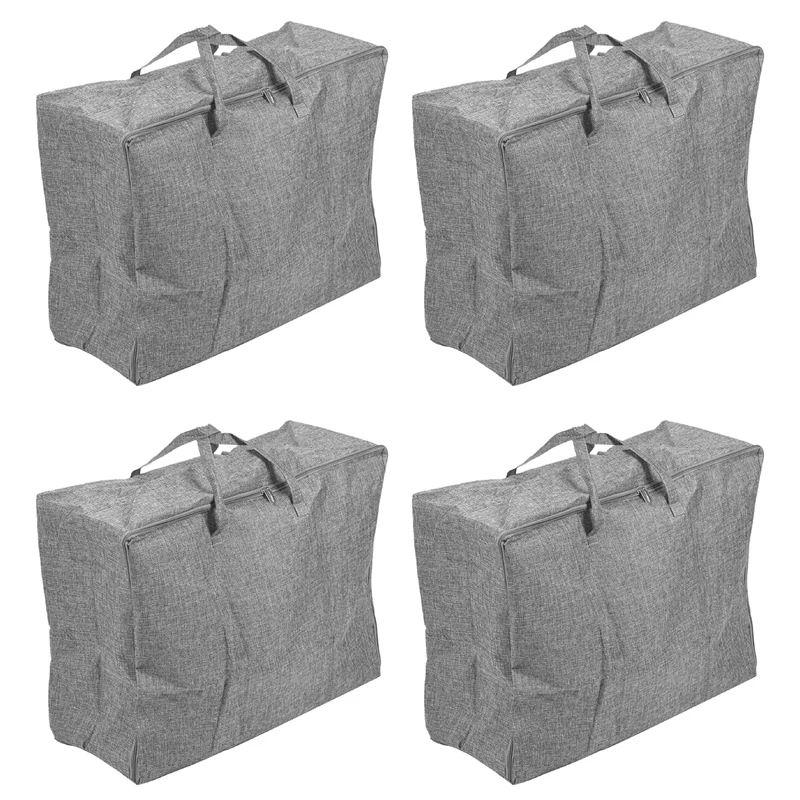 

105L Extra Large Storage Bags Organizer Bag-4 Pack-Sturdy, Moisture Proof Linen Fabric, Carrying Bag, Clothes Bag(Grey)