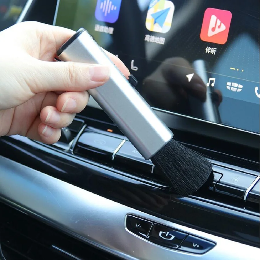 

Car Conditioning Air Outlet Brush Retractable Cleaning Brush Computer Keyboard Cleaning Plastic Small Soft Brush
