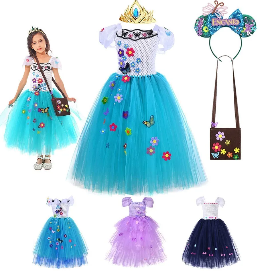 

Disney Encanto Costume Princess Dress For Girl Mirabel Madrigal Luisa Halloween Party Dress Isabela Tulle Vestidos 3-14Years