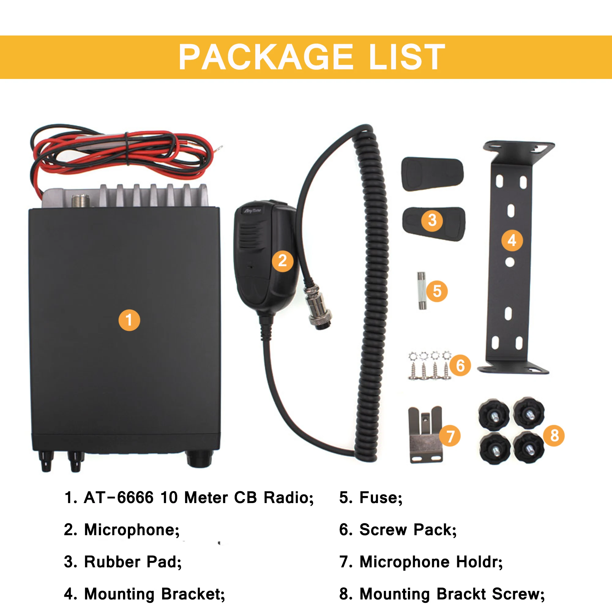 AnyTone AT-6666 10 Meter Radio for Truck with SSB(PEP)/FM/AM/PA Mode High Power Output 15W AM 45W FM 60W SSB(PEP)