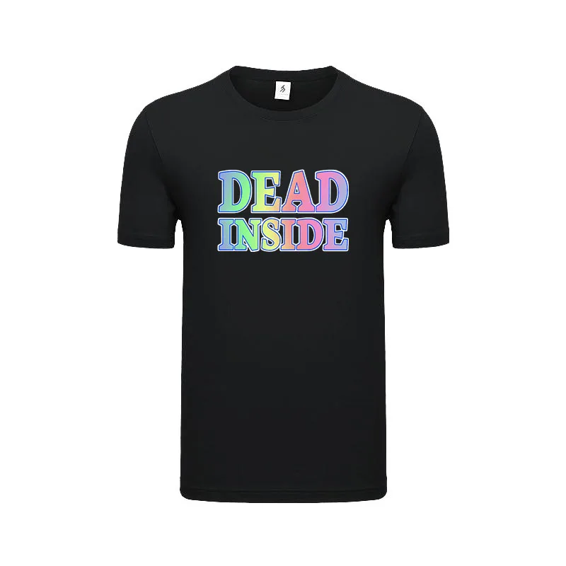 

Футболка унисекс градиентного цвета с рисунком мертвой внутри, летняя уличная мода, Классическая дышащая футболка из чистого хлопка премиум-класса