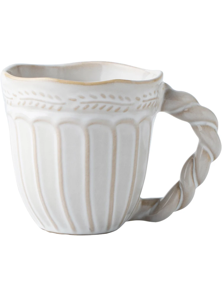 350 мл керамическая кружка жареное тесто круглая ручка винтажная для белого кофе