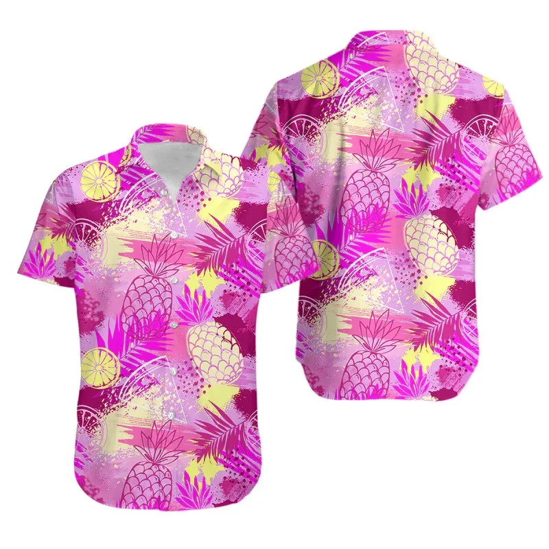 Новинка модные мужские пляжные рубашки с изображением ананаса фруктов летние