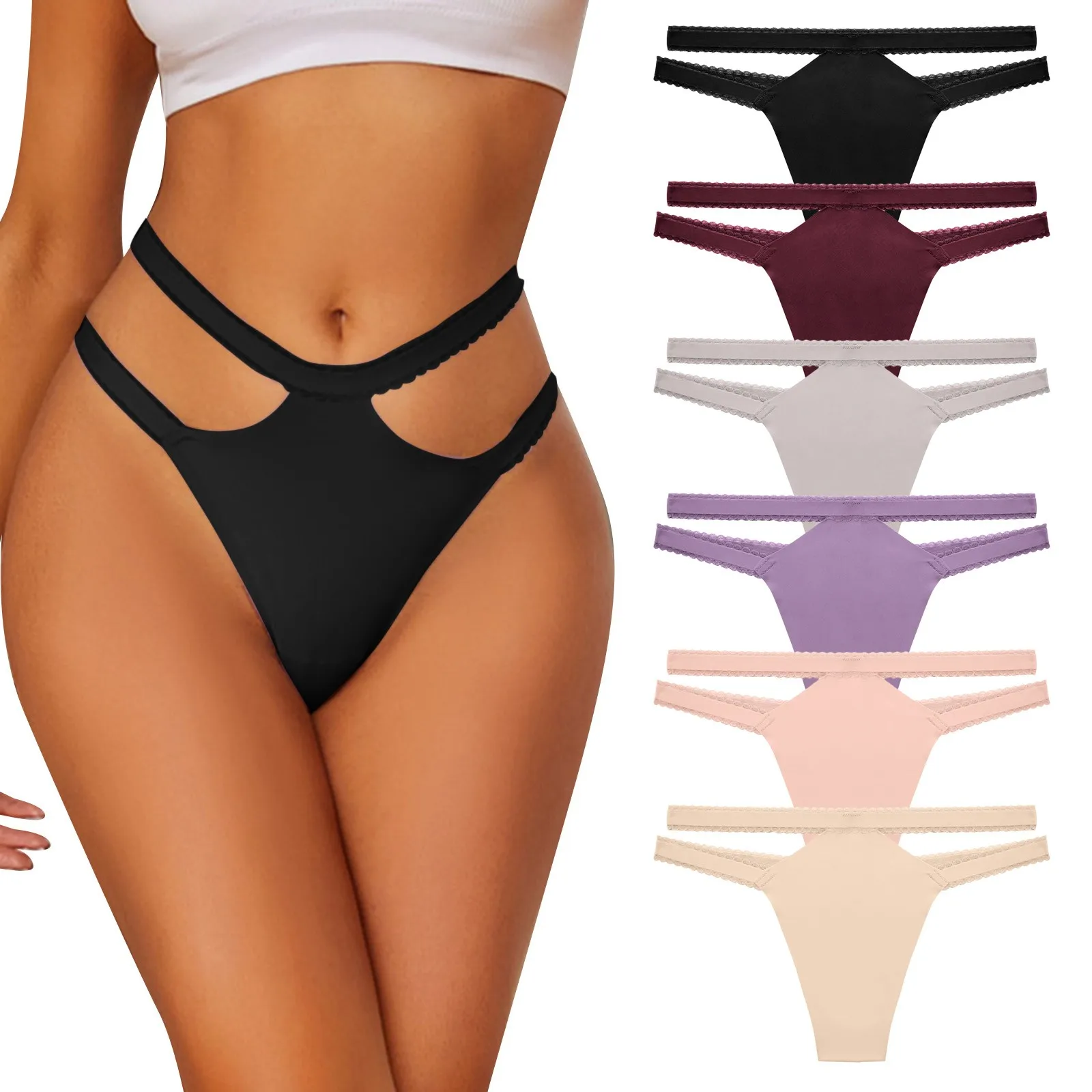 Женские сексуальные однотонные трусики без следов Pure Desire с пряной талией цветное