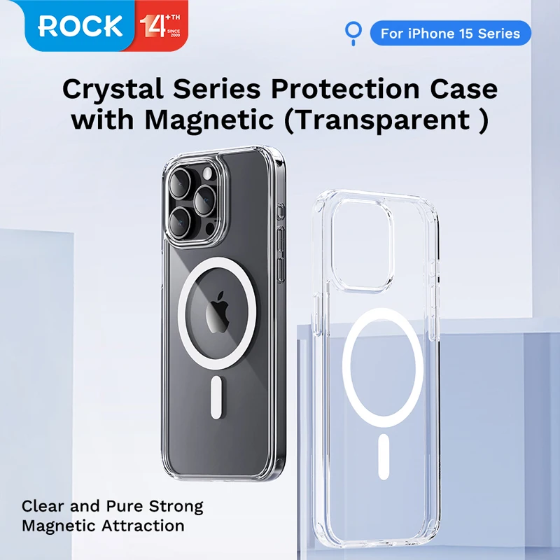 Чехол для iPhone 15 Pro Max, кристально прозрачный Магнитный прозрачный чехол из поликарбоната и ТПУ с защитой от царапин для Magsafe, для iPhone 15 Pro