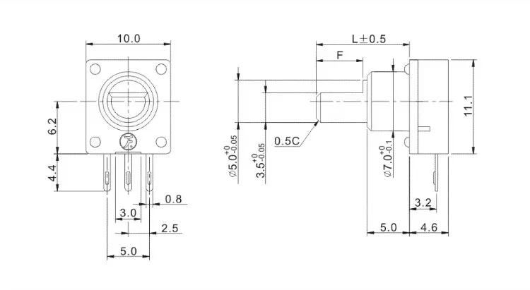 20 шт. потенциометр джойстика F10KV4 B100Kb-1 игровая консоль с имитацией Φ Z-axis T16000M