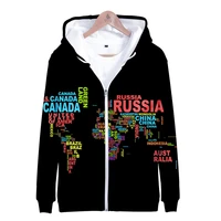 3d printed world map hoodies men women zipper hooded boysgirls russia canada world earth map hoodie zip up sweatshirts clothes
