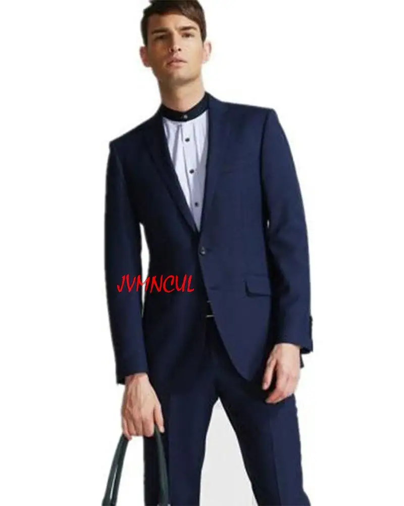 

Новинка 2022 элегантная одежда для вечеринки темно-синий мужской костюм 2 шт. (пиджак + брюки + галстук) для свадьбы итальянский стильный костюм...