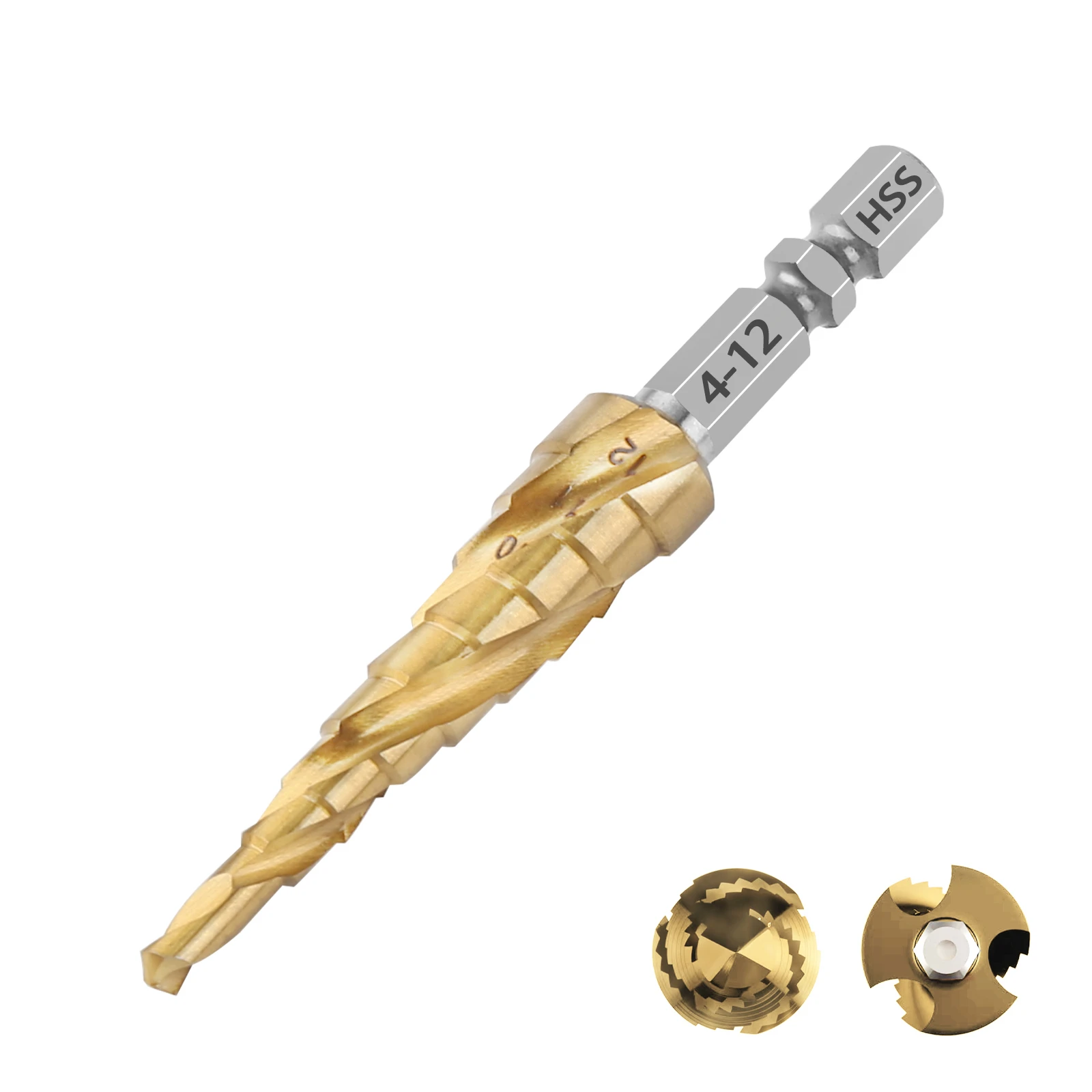

4-12 4-20 4-32 мм ударное ступенчатое сверло из быстрорежущей стали с титановым покрытием 4241 сверло для отверстий 3-канавка с шестигранным хвостовиком 1/4 дюйма для металла, дерева, пластика