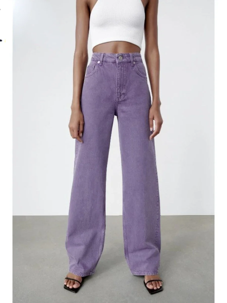 Повседневные универсальные брюки с высокой талией варенные Широкие джинсовые