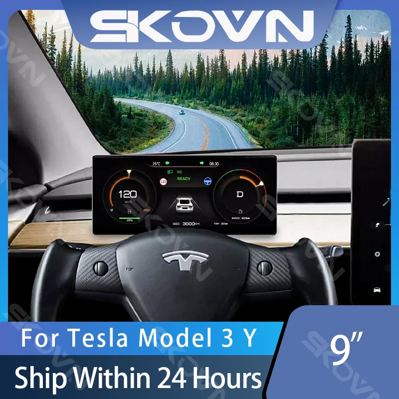 

Model 3 Y 9'' Carplay HUD Screen Android AUTO Dashboard Cluster Instrument Heads Up Display 2.5D IPS Modification Accessories