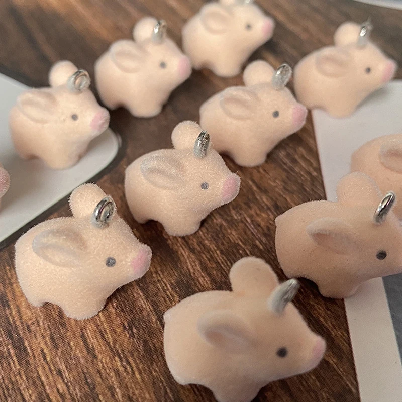 Фото 1 шт. 3D мини флокирование розовая свинья смоляные подвески оптом Kawaii кулон в виде животного для серег брелок Diy ювелирные изделия сделать аксессуары №5