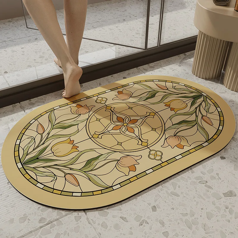 

Nordic Bath Mat Shower Mat Bathroom Tulips Flower Mat Washroom Floor Mat Luxury Bathroom Set Absorbent Bathroom Shower Products