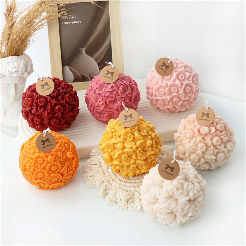 

Six Styles Flower Ball Candle Silicone Mold Cherry Blossom Daisy lily DIY Gypsum Aromatherapy Resin Soap Ice Mould Home Decor