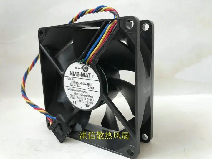 Бесплатная доставка оригинальный Φ 8025 3110KL-04W-B56 12V 0.30A 8CM 4-проводной PWM вентилятор