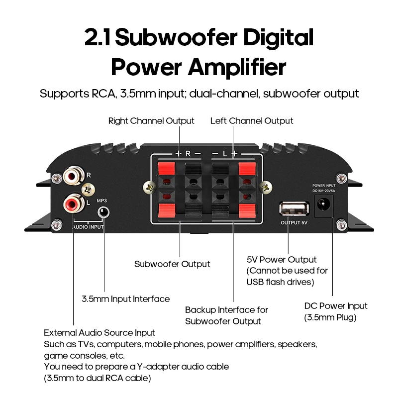 Профессиональный усилитель мощности аудиосигнала сабвуфера класса D цифровой RCA
