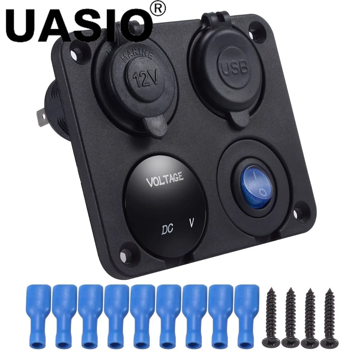 

4 In 1 Car Charger Dual USB Charger 4.2A Voltmeter 12V Cigarette Lighter ON-OFF Switch for Boat Marine RV Truck Camper Vehicles