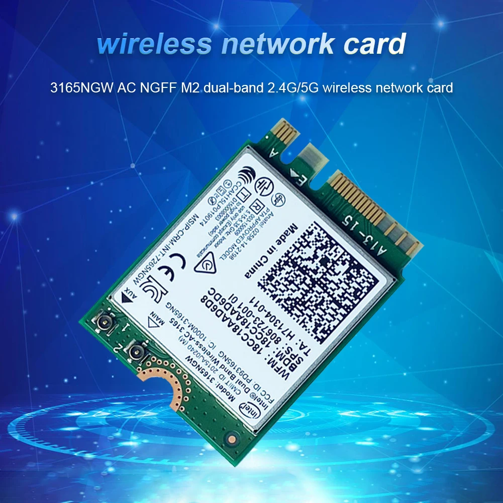 

3165NGW NGFF M.2 2.4G/5G WiFi Network Card 433M 2.4/5G Wireless Downward Compatible Bluetooth-Compatible Card