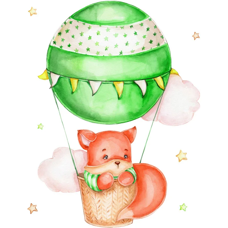 Милый воздушный шар мультфильм лиса Дизайн Наклейка на стену для гостиной