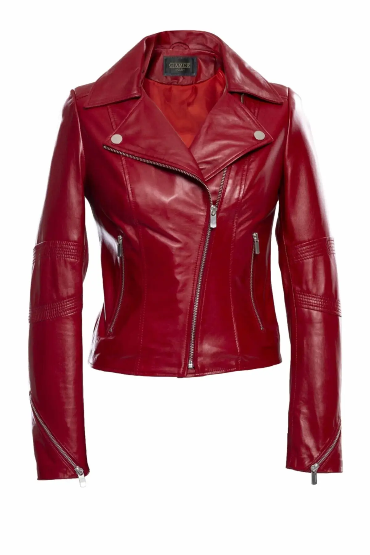 Роскошная красная женская кожаная куртка Женская из натуральной кожи