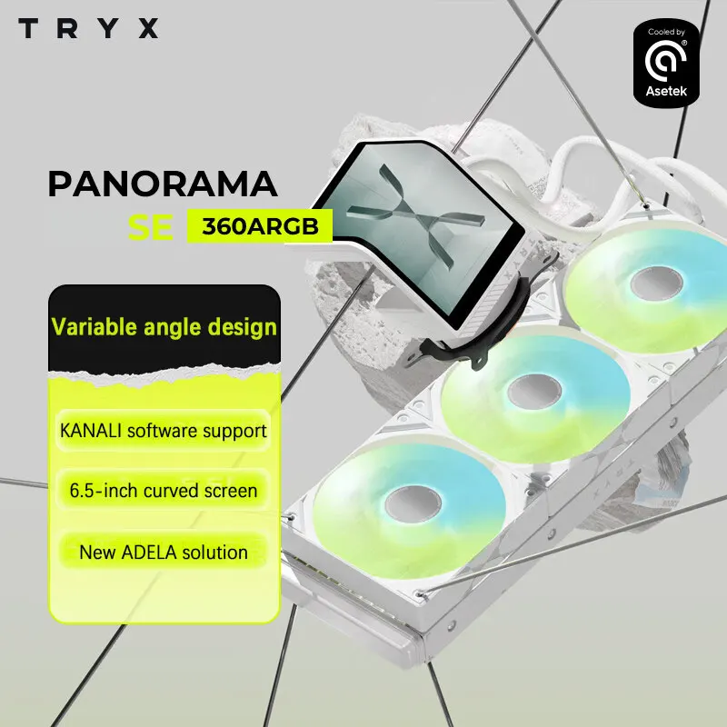 TRYX PANORAMA 360 SE 360MM All-in-one CPU water cooling 6.5-inch curved screen 3D naked-eye vision for LGA 1851/1700 AMD AM4/AM5