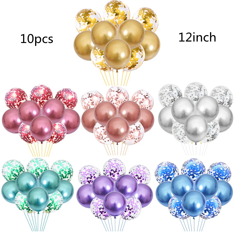 

10Pcs Birthday Balloons Glitter Confetti Latex Balloons Romantic Wedding Party Balloon Ball Decoration Kids Toys Air Ballons