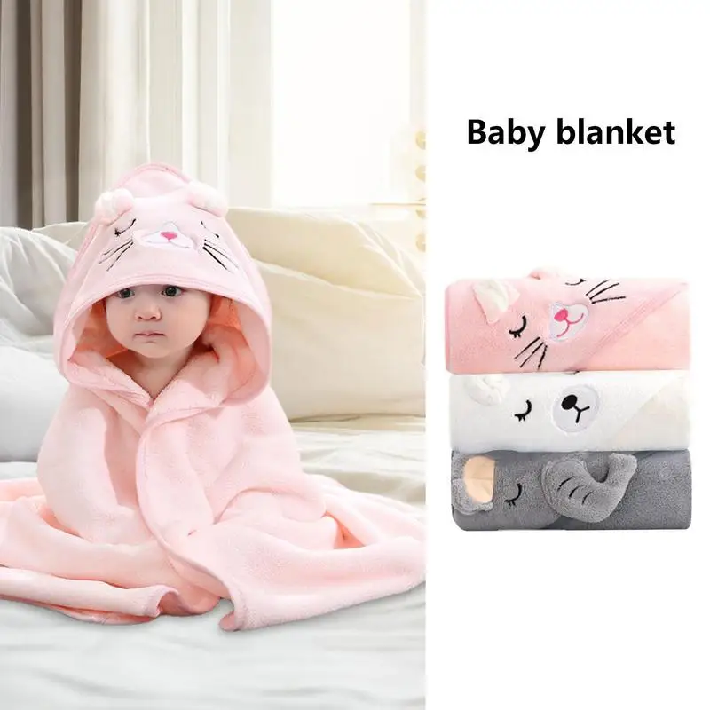 

Newborn Wrap Blanket Super Absorbent Hooded Baby Bath Towels For 0-12 Months Infants Warm Blanket Four Seasons