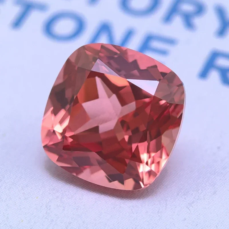 Фото Выращен в лаборатории Padparadscha квадратная подушка в форме огненного лотоса, драгоценный камень для подвесок, изготовление ювелирных изделий своими руками, выборный сертификат AGL №3