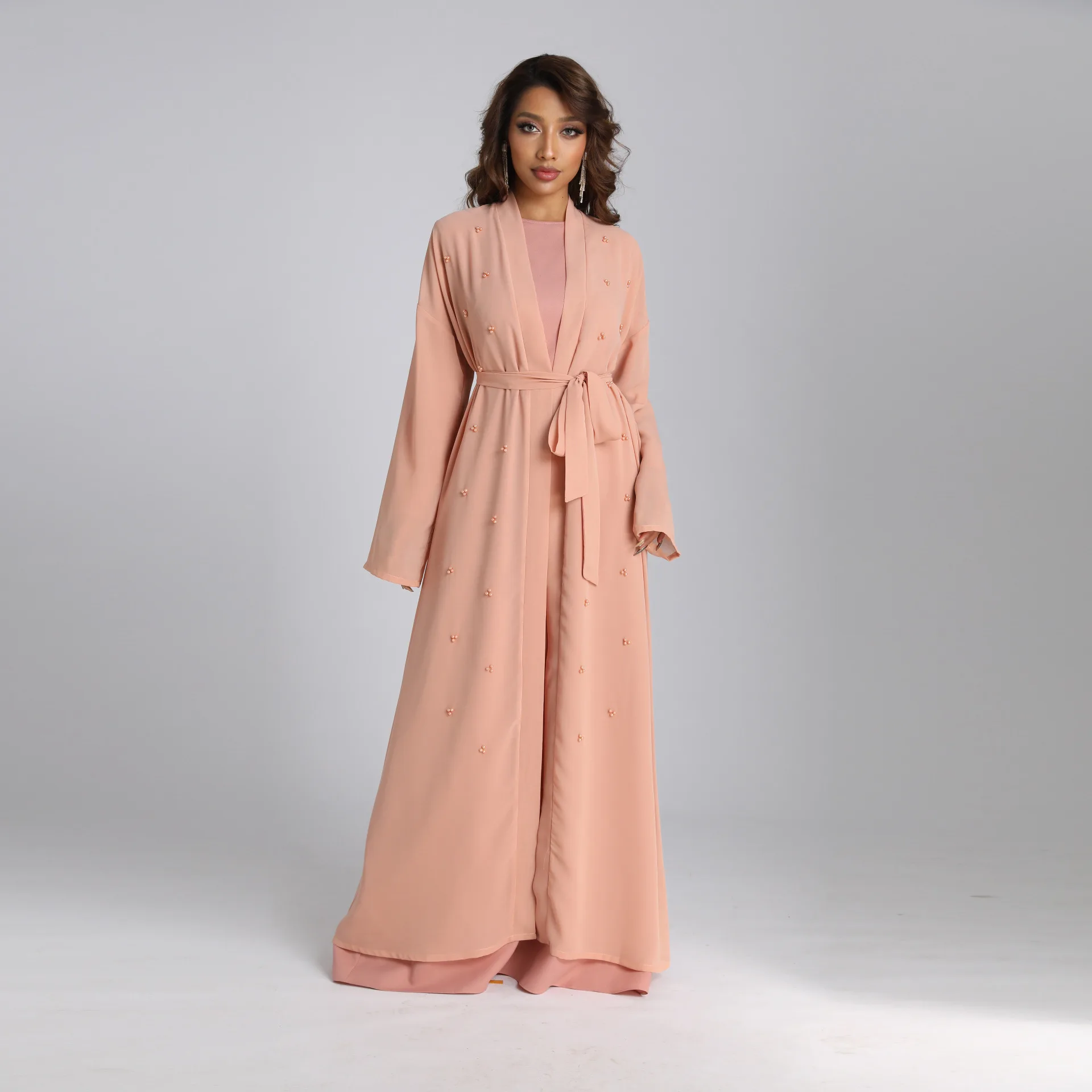 Muslim Set Robe Femme Musulmane 2022 Middle East Two-piece Set Fashionable Elegant Arabic Beaded Two-piece Set Abayas For Women