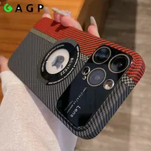 럭셔리 탄소 섬유 맥세이프 무선 충전 케이스, 아이폰 15, 12, 11, 13, 14 프로 맥스, 14 프로 맥스, 마그네틱 케이스, 슬림 하드 커버