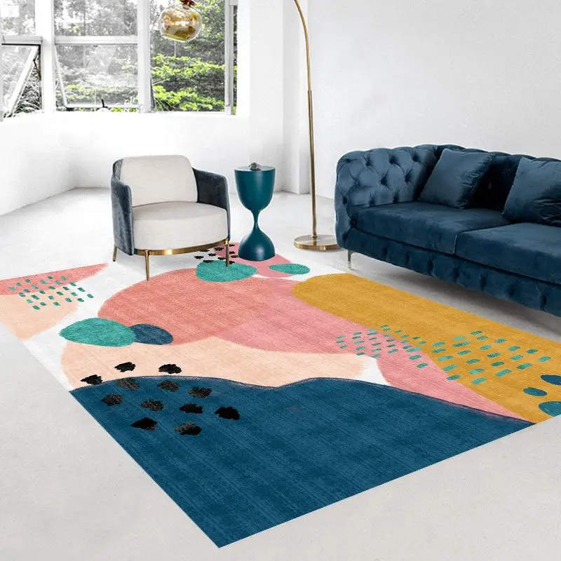 

Modern Light Luxury Colorful Carpets For Living Room Sofa Chair Table Beside Rug Home Decoration Bedroom Soft Washable Floor Mat