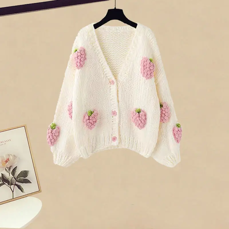 Женский трикотажный кардиган с юбкой комплект из трех предметов большого