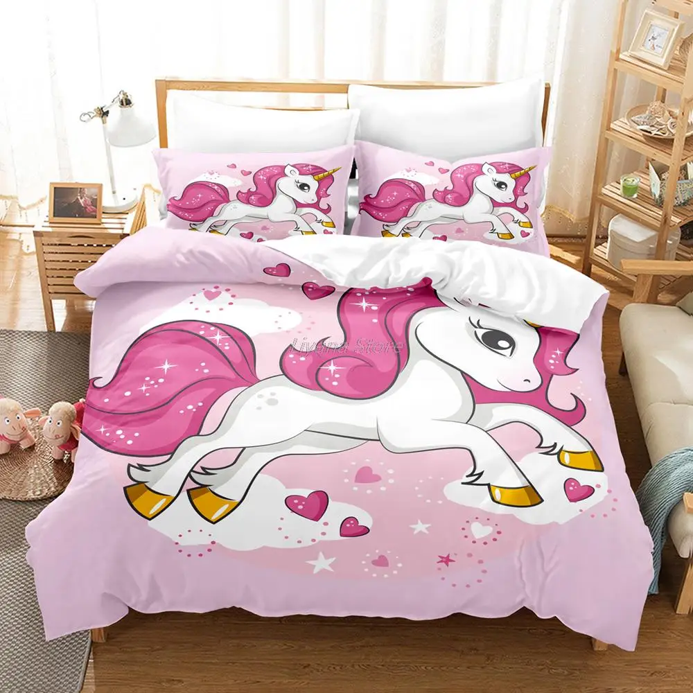 

Beautiful Ucky Holy Beast Rainbow Unicorn Bedding Set Twin Full Queen King Size Set Children Kid Bedroom Duvet Cover sets