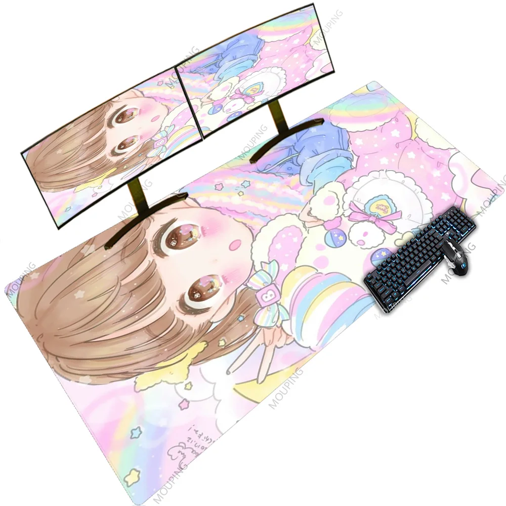 

Pink Cute Japan Rgb Mouse Pad Setup Gamer Custom Mat Print Playmat Office Accessory Laptop Mat XXXXL 120x50 Backlit LED Carpet