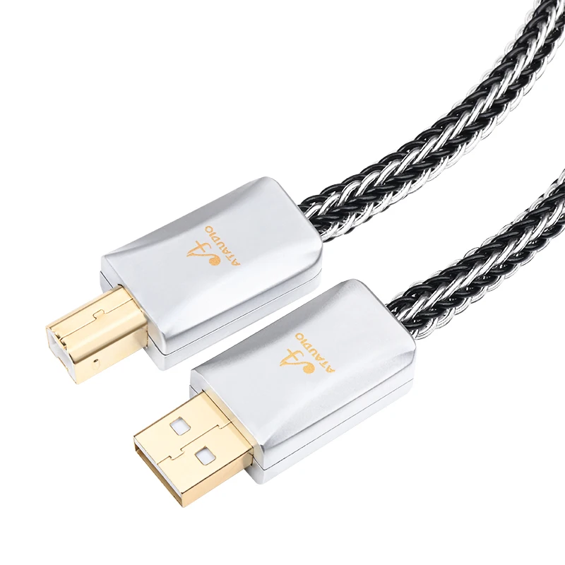 

ATAUDIO Hifi USB Cable DAC A-B OCC silver plated Digital AB Audio A to B high-end Type A to Type B Hifi Data Cable