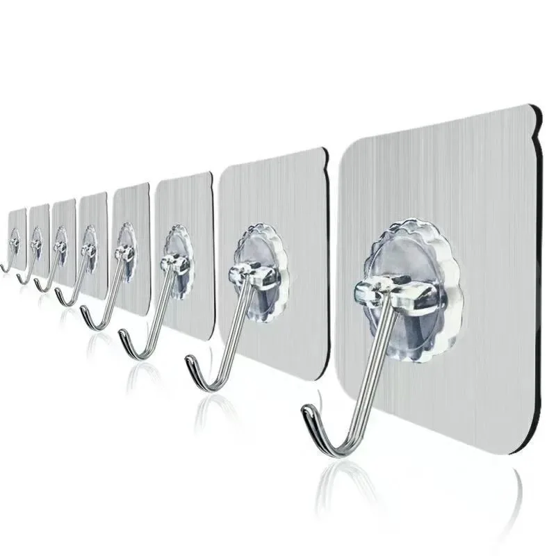

1/5 Pcs Door Hook Adhesive Wall Hooks Transparent Anti-skid Traceless Heavy Duty Stick On Hook Bathroom Kitchen Wall Stickers
