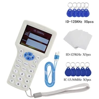 2022 english 10 frequency rfid reader writer copier duplicator icid with usb cable for 125khz 13 56mhz cards lcd screen