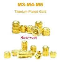 20pcs m3 m4 m5 set screws hexagon socket grub screw nail bolt alloy steel titanium plated gold din916 grade 12 9 length 3mm12mm