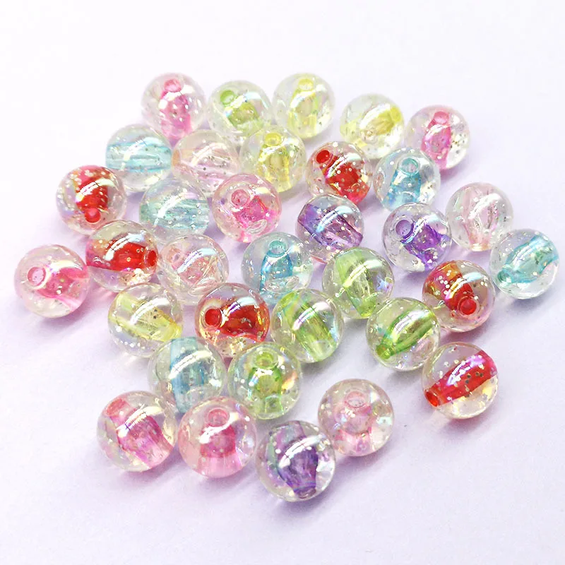 

50 Pieces of 10mm Acrylic Beads Hand Beaded Bracelet Beads DIY Beads Children's Hair Rope Headdress DIY Material Wholesale