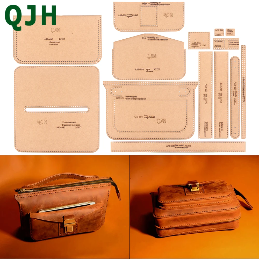 

Men's Clutch Bag Business Bag Design Pattern Drawing Pattern DIY Leather Craft Kraft Paper Pattern Cardboard Acrylic Template