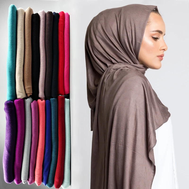 

Muslim Hijab Jersey Scarf Women 2022 Soft Solid Color Shawl Headscarf Foulard Femme Musulman Wrap Head Scarves Bandana