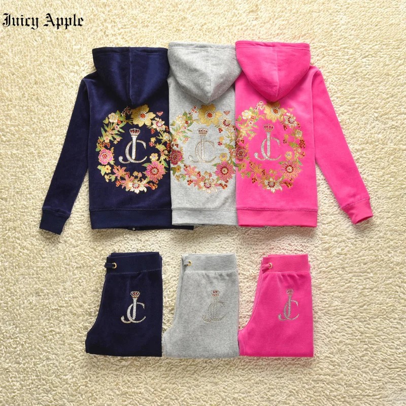 Juicy Apple Tracksuit Kids Baby Girl Clothes Set Long Sleeve Sweatshirt Long Pants Outfits Toddler Autumn Tracksuit Clothing enlarge